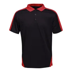 Unisex Contrast Coolweave Pique Polo Shirt (Black/classic Red) - Size 4xl