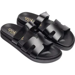 Sandalias planas de mujer de piel