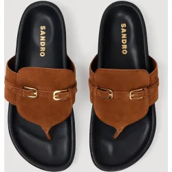 Sandalias de dedo de mujer de ante con hebillas