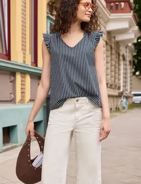 Street One Blusentop mit V-Neck und Streifen female Blau
