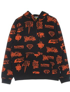 Felpa Leggera Cappuccio Uomo Horns Allover Hoodie Black