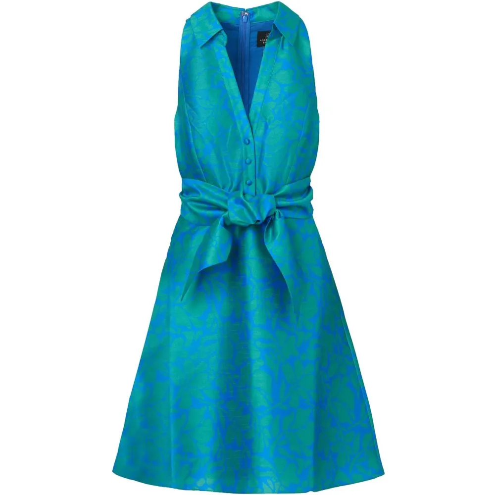 Vestido corto floral con escote en uve - Adrianna Papell - FashionsVida