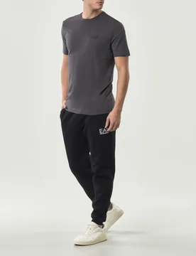 T-shirt grigio antracite mezza manica in jersey di cotone stretch - EA7 - FashionsVida