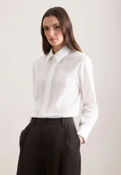 Stickerei Hemdbluse mit tiefer Passe Weiß 46