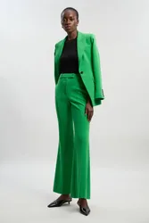 Petite Compact Stretch Bootcut Tailored Trouser - Green - Size: 12