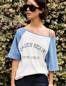 T-Shirt Asimmetrica Con Grafica