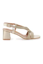Sandali Oro Con Tacco a Blocco E1501 36