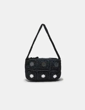 Gehäkelte Schultertasche mit Spiegeln Marineblau OS - Stradivarius - FashionsVida