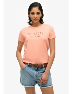 T-shirt à Manches Courtes Sport Luxe Fitted Peach Amber Pink 2XS