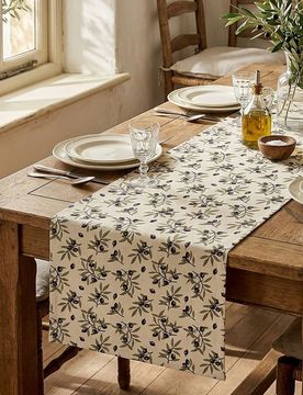 Runner da tavola con motivo olive - verde oliva