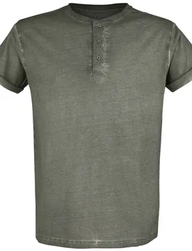 T-Shirt - grünes T-Shirt mit Knopfleiste und umgeschlagenen Ärmeln - XXL bis 5XL - für Männer - Größe 4XL - grün - Männer - male - Black Premium by EMP - FashionsVida