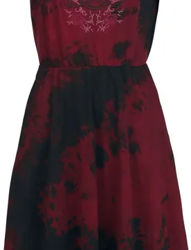 Kurzes Kleid - Rooted in Reverence Dress with Embroidery, Lacing & Sharkbite hem - M bis XXL - für Damen - Größe XL - schwarz/rot - Frauen - female - Black Premium by EMP - FashionsVida