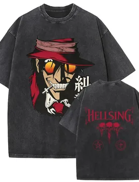 Washed Vintage Anime Hellsing Abraham Van Helsing Vampire Alucard Merch T-shirts Men's 90s Manga Oversized T Shirts Streetwear - Aliexpress - FashionsVida