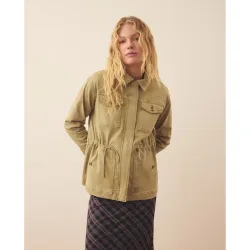Parka algodón liso con bolsillos de mujer