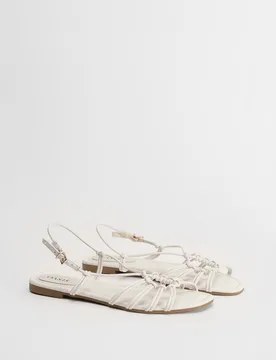 Womens Clara Faux Leather Strappy Open Toe Flat Sandals - White - Size Uk 8 - OASIS - FashionsVida