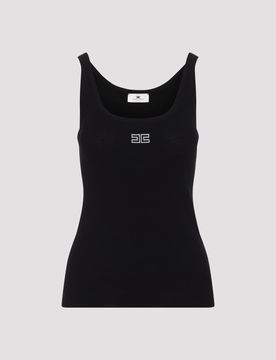 Wool Knit Top with Stretch Detail