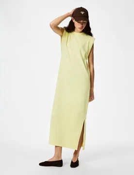 Vestido largo sin mangas tejido tipo sudadera de mujer - Pieces - FashionsVida