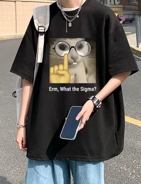 Hot Sale Erm, what Sigma? Funny Meme Silly Cat Graphic T-shirts Men Women Oversized short sleeve T shirt Unisex 100% Cotton Tops - Aliexpress - FashionsVida