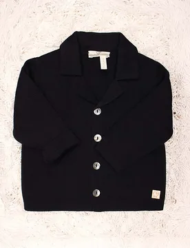 Cardigan blu in filo di cotone con rever - Maglificio di Verona - FashionsVida