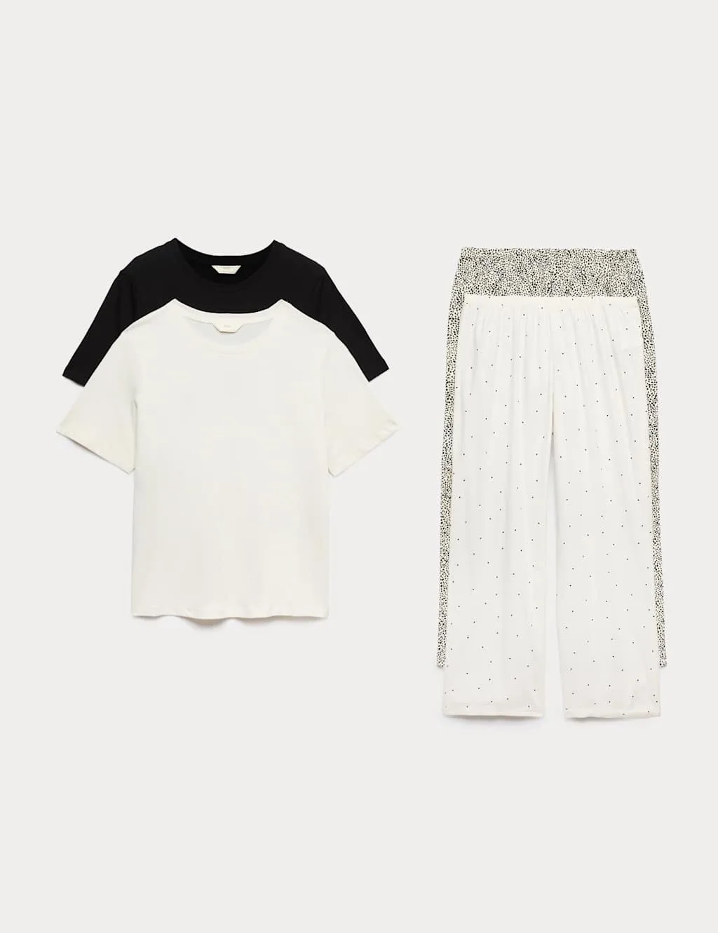 Pack Cotton Rich Jersey Printed Pyjama Sets Ivory Mix female - M&S - FashionsVida