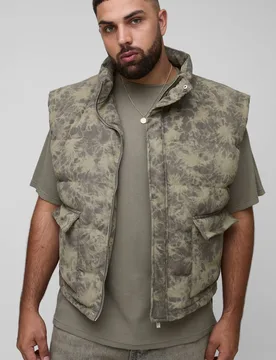 Men's Plus Washed Cord Oversized Funnel Neck Gilet Khaki Size 3X-Large Khaki 3XL - boohooMAN - FashionsVida