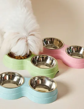 Tazón de mascotas de acero inoxidable con doble propósito de 100ml para alimentar a los perros con agua y comida, tazón de plástico para gatos y p - Shein - FashionsVida