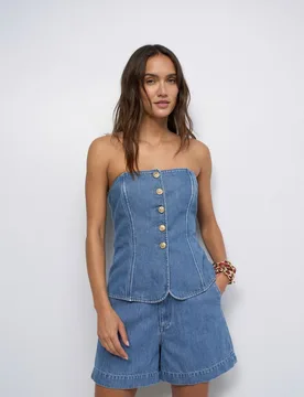 Top bandeau de lightdenim de mujer - Salsa Jeans - FashionsVida
