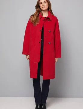 Women's Toggle Detail Faux Fur Collar Coat in Berry Size: 14 - Berry - Size: 14 - Wallis - FashionsVida