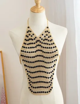 European and American pearl body chain hand-woven exaggerated show show pearl necklace wedding shoulder chain jewelry - Aliexpress - FashionsVida
