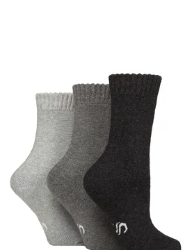Women's 3 Pair Wool Blend Thermal Socks Black / Charcoal / Grey 4-8 - Assorted - Size: Small - SockShop - FashionsVida