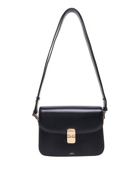 Borsa a spalla in pelle con logo frontale