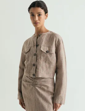 Chaqueta de mujer de lino a rayas - Scalpers - FashionsVida