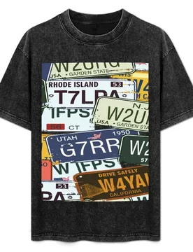 Old American Car Licence Plates T-Shirt Casual Loose Daily Wear T-Shirt - Aliexpress - FashionsVida