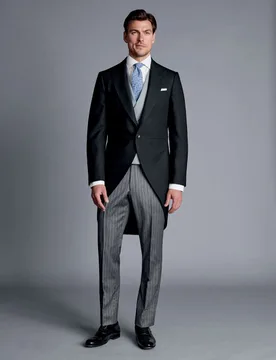 Slim Fit Pure Wool Stripe Trousers Black Mix male - Charles Tyrwhitt - FashionsVida