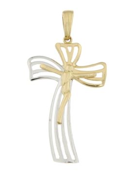Croce Uomo Oro Giallo Bianco GL100544