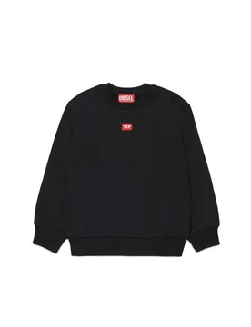 Felpa nera in puro cotone con mini logo rosso - Diesel - FashionsVida