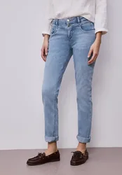 Mid Waist Slim Leg Jeans mit Turn-Up female Blau