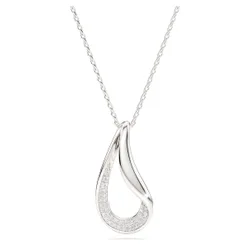 Pendente Classica, Taglio Round, Lungo, Bianco, Argento sterling OS