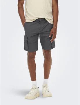 Regular Fit Cargo Shorts Grey male - ONLY & SONS - FashionsVida