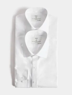 Ultimate 2 Pack Slim Fit Non Iron Shirts White male - M&S - FashionsVida