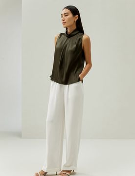 Top In Seta Eleganti Femmina Scollatura A Cappuccio 100% Seta Di Gelso Drappeggia Bene Sano E Sostenibile Xl