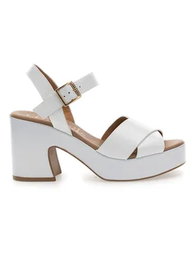 Sandali bianchi con tacco largo cinturino oro 57246 39 - PITTARELLO CLASS - FashionsVida