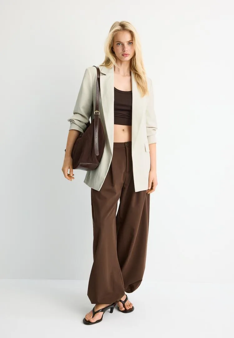 Rustikaler Basic-Blazer Eisfarben XS - Stradivarius - FashionsVida