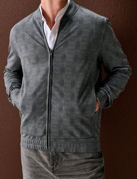 Felpa bomber con viscosa - grigio scuro