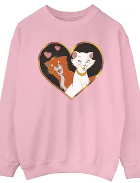 Women's The Aristocats Heart Sweatshirt in Pink Size: 2XL - Pink - Size: 2XL - Disney - FashionsVida