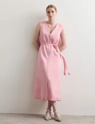 V-Neck Midi Column Dress Pink female