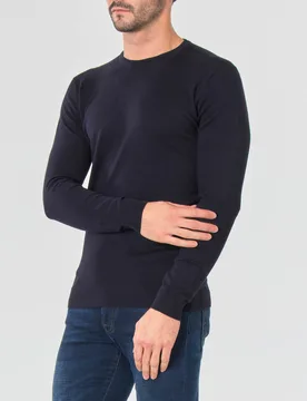 Maglia girocollo blu tinta unita - Paul Baker - FashionsVida