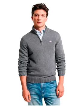 Pull à Demi-zip Casual Dark Grey Melange 5XL - Gant - FashionsVida