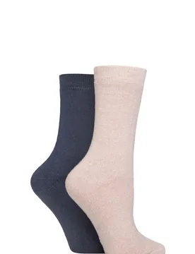 Women's 2 Pair Bamboo Cushioned Boot Socks Pink / Navy 4-8 - Assorted - Size: Small - Glenmuir - FashionsVida