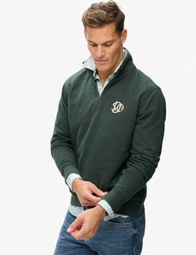 Superdry Herren Athletic SD Co Sweatshirt mit Halblangem Reißverschluss Green - Größe: M